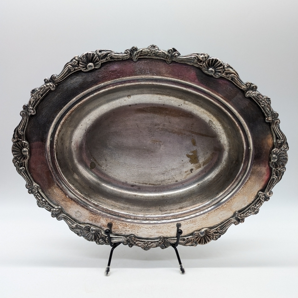 Vintage Crosby Silverplate Scalloped Serving Dish